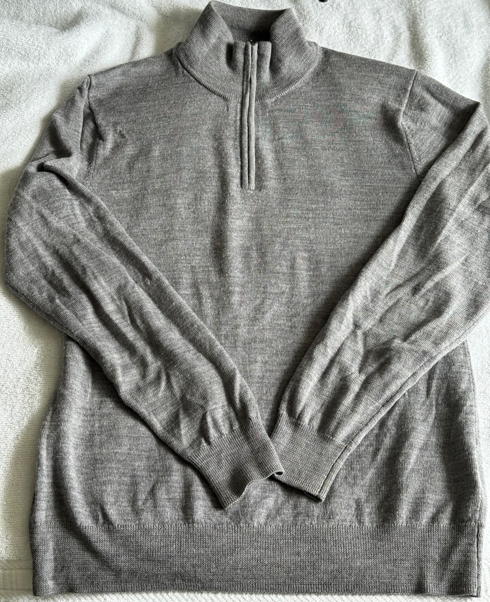 Goodthreads 100% Merino Wool Half Zip Sweater Gray Size S